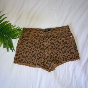 Abercrombie & Fitch High Rise Leopard Denim Shorts